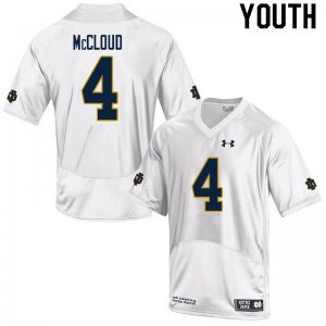 Notre Dame Fighting Irish Youth Nick McCloud #4 White Under Armour Authentic Stitched College NCAA Football Jersey NKN1899GB